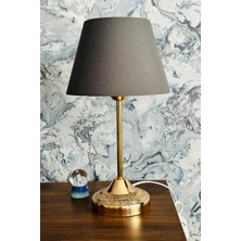 Vera Concept Store Bohhem Royal Gold Metal Ayaklı Abajur Antrasit Kumaş Başlık Yatak Odası Abajur Salon Masa Lambası Altın/antrasit