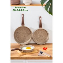 Vera Concept Store 3737 Döküm Granit 3 Parça Tava Seti Kum Beji (20-24-28 Cm)