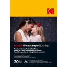 Vera Concept Store Kodak Fine Art Kağıt/etching Premium Fotoğraf Kağıdı, 21 x 29,7 cm (A4) 210 G/m², 210 G/m², Her Mürekkep Püskürtmeli Yazıcı Için Uygundur, 20 Yaprak