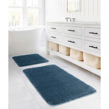Vera Concept Store Segura Peluş Turkuaz Kaydırmaz Taban 2'li Banyo Paspası 60 x 100-50 x 60, Turkuaz