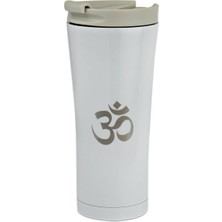 Vera Concept Store Tusah Yoga Om Desenli Çelik Termos Mug 500 ml Tek Ebat Beyaz 548BYOM