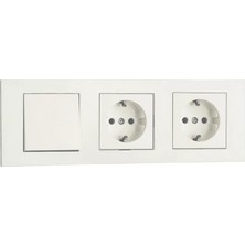 Vera Concept Store Ovivo Grano Beyaz 3'lü Set Anahtar, Topraklı Priz ve Topraklı Priz Set