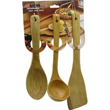 Vera Concept Store 3pcs Ahşap Bambu Mutfak Servis Seti KAŞIK=27CM - KEPÇE=27CM - SPATULA=32CM
