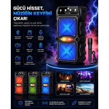 Vera Concept Store Taşınabilir Bluetooth Parti Hoparlörü, Mikrofonlu Karaoke Seti, Renkli LED Işıklı, Fm Radyo ve Usb/tf Kart Destekli - Ses Bombası