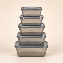 Vera Concept Store 5'li Erzak ve Bakliyat Saklama Kabı Seti, Kapaklı Şeffaf Mutfak Saklama Kutusu, 2500ML 1500ML 900ML 500ML 250ML Kuru Gıda, Un, Şeker, Makarna ve Bakli