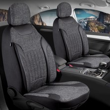 Vera Concept Store Renault Duster ile Uyumlu Lüx Deri Detaylı Keten Oto Koltuk Kılıfı Ön Arka Takım Edition Serisi Siyah