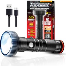 Vera Concept Store Taclight Max LED Şarj Edilebilir El Feneri, Yüksek Lümen, Ultra Parlak, Flaş Işığı, 7000 Kelvin Cree Taktik Flaş Işığı, Kamp, Avcılık, Ev, Hayatta Kal
