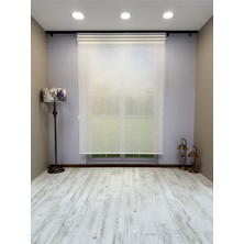 Vera Concept Store Çift Mekanizmalı Beyaz Çizgili Desenli Tül ve Beyaz Mat Stor Perde 60 x 200