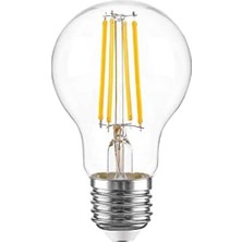 Vera Concept Store Cata 8W Rustik Filament LED Ampul 5'li Paket, CT-4217G, E27 Duy 3200K Günışığı, Dekoratif Edison Tasarımlı Şeffaf Camlı A60 Lamba