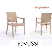 Vera Concept Store Paris Capuccino Rattan Koltuk, 4 Adet Bahçe Balkon Sandalyesi