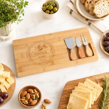Vera Concept Store Bambu Peynir Sunum Seti, 3 Parça Bıçaklı Servis ve Kesme Tahtası