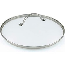 Vera Concept Store 20 cm Sertleştirilmiş Cam Paslanmaz Çelik Kenarlı Genel Cam, Kapak Metal Saplı, Cam, Şeffaf, 26 cm