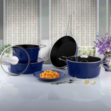 Vera Concept Store Rozella 7 Parça Titanyum Tencere Seti - Mavi