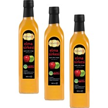 Vera Concept Store Elma Sirkesi 500 ml x 3 Adet Doğal Fermantasyon Içilebilir Katkısız Cam Şişe