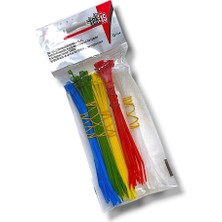 Vera Concept Store Tek-Iş Karışık Renk Plastik Kablo Bağı Seti | 140MM x 2.5mm | 100 Adet (5 Renk x 20) | Renkli Cırt Kelepçeler | Kablo Düzenleyici