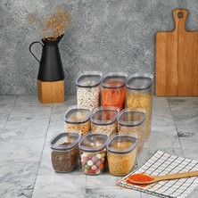 Vera Concept Store 9'lu Saklama Kabı Seti, Sızdırmaz Kapaklı Oval Erzak ve Bakliyat Saklama Kabı, Mutfak Için Kuru Gıda Organizeri (Beyaz)