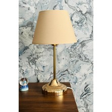 Vera Concept Store Bohhem Royal Gold Metal Ayaklı Abajur Sütlü Kahve Kumaş Başlık Yatak Odası Abajur Salon Masa Lambası Sütlü Kahve