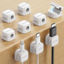Vera Concept Store 6'li Paket Manyetik Kablo Klipsi [kablo Pürüzsüz Ayarlanabilir] Kordon Tutucu, Masa Altı Kablo Yönetimi, Joyroom Yapışkanlı Tel Tutucu Kaleci Düzenley