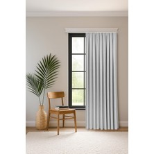 Vera Concept Store Fabric Design Safir Açık Gri Ekstrafor Büzgülü Kadife Dokulu Yüksek Kaliteli Tek Kanat Fon Perde 150 x 270