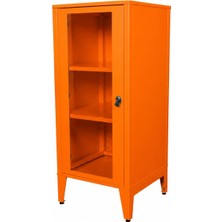 Vera Concept Store Ziglat 1110 Serisi Kilitli Metal Home Office Dolabı Cam Kapaklı Turuncu 450X1050X450 mm