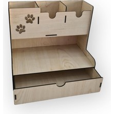 Vera Concept Store Dalyan Ahşap Masaüstü 3 Bölmeli, Masaüstü Organizer