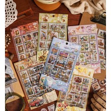 Vera Concept Store Vintage Pul Desenli Sticker Seti Scrapbook Etiketi 4 Sayfa