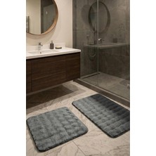 Vera Concept Store 2'li Peluş Bubble Banyo Paspas Seti 60X100+50X60 cm Kaymaz Lateks Taban, Yumuşak Yüzey, Yıkanabilir