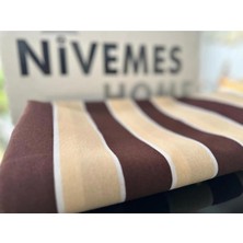 Vera Concept Store Branda Balkon Perdesi Kornişli ve Bağcıklı Fon Perde (Premium Kumaş Versiyon) Kahve-Krem 230 x 160