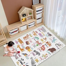 Vera Concept Store Renkli Orman Oyun Halısı Modern Oyun Halısı Alfabe Halısı Çocuk Oyun Matı Oyun Paspası (150 x 150 (Kare))