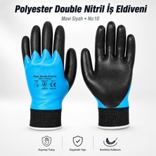 Vera Concept Store 1 Çift Nitril (Mavi Siyah) No: 10 Beden Polyester Double Nitril Iş Güvenlik Inşaat Eldiveni