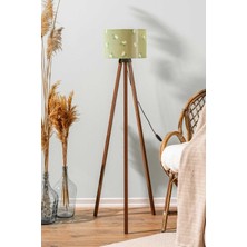 Vera Concept Store Rivaistanbul Yeşil Papatya Silindir Başlık Ahşap Üç Ayaklı Lambader