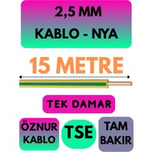 Vera Concept Store Öznur 2,5 mm Nya Kablo, 15 Metre, Sarı-Yeşil