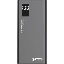 Vera Concept Store 20000 Mah 22.5W Turbo Şarj Dahili Kablolu LED Göstergeli Pd ve Qc 3.0 Powerbank MT4520 Siyah ile Uyumlu
