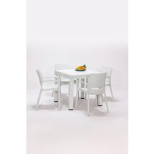 Vera Concept Store Rattan Beyaz Kollu 4 Sandalye Masa Takımı - Bahçe&balkon&teras