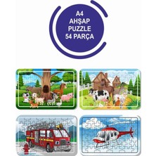 Vera Concept Store Baskı Atölyesi 4'lü Set 54 Parça Ahşap Puzzle Pzl 1144