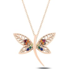 Vera Concept Store Madam Matmazel Yusufçuk Kolye, Kübik Zirkon (Cz) 925 Ayar Gümüş, Dragonfly Kolye, Kız, Arkadaş, Anne, Hediye Paketli