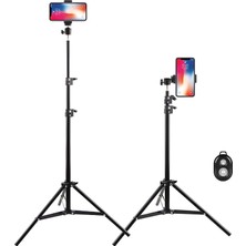 Vera Concept Store Bluetooth Kumandalı Metal Tripod, 2 Metre Ayarlanabilir Yükseklik, 360 Döner Başlıklı Telefon Tutucu, Video Çekim Canlı Yayın Ring Light Lamba Ayağı,