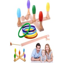 Vera Concept Store Eğitici Ahşap Oyuncak Manyetik Ahşap Halka Geçirme ve Balık Tutma Oyunu Ahşap