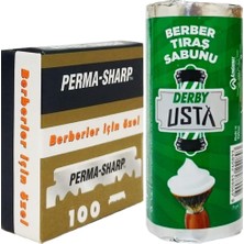 Vera Concept Store Permasharp 100'LÜ Berber Jileti Paketi, Derby Usta 75G Tıraş Sabunu