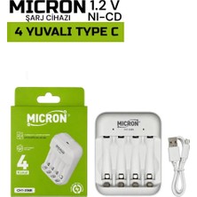 Vera Concept Store Aa Aaa Pil Şarj Cihazı 4 Yuvalı Type-C Ni-Cd Ni-Mh Şarj Aleti CH1-206B