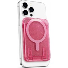 Vera Concept Store Simli Magsafe Uyumlu Manyetik Kartlık Cüzdan, 2 Kart Kapasiteli Telefon Kartlığı, Güçlü Mıknatıslı Ince Kart Tutucu Pembe