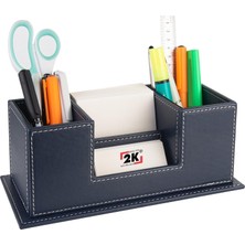 Vera Concept Store Masaüstü Deri Organizer Kalemlik 4 Gözlü Desktop Organizer Rainbow Vegan 10X12X25 Cm. Lacivert