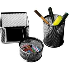 Vera Concept Store Masaüstü Kalemlik Set 3'lü, Metal Fileden, Siyah