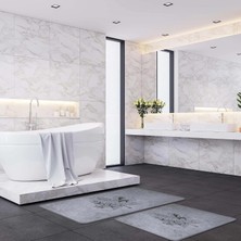 Vera Concept Store Çınar Yaprağı 2li Banyo Paspas Takımı (Füme, 50X80)