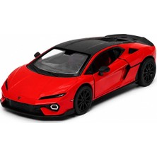 Vera Concept Store Kinsmart 1:38 Lamborghini Temerario Çek Bırak Metal Model Araba, Açılabilir Kapılı Spor Araç KT5482D, Kırmızı