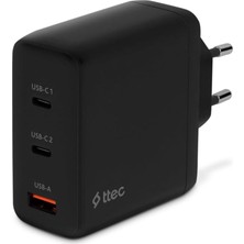 Vera Concept Store Smartcharger Trio Gan 120W Pd Seyahat Hızlı Şarj Aleti 2 Usb-C+Usb-A Siyah