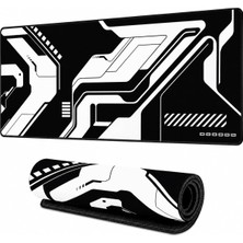 Vera Concept Store 90X40 cm Mouse Pad, Mono Tech Siyah Beyaz Desenli Büyük Mouse Pad, Kaymaz Kauçuk Tabanlı, Dikişli Kenarlı 3 mm Klavye ve Mouse Altlığı, Desk Mat