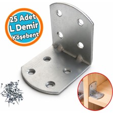 Vera Concept Store 25 Adet L Demir Gönye Oval Başlı 40X45X45 mm Dayanıklı Çelik Mobilya Köşe Bağlantı Aparatı