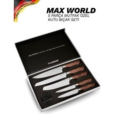 Vera Concept Store Max World 5 Parça Mutfak, Et, Ekmek, Sebze ve Kasap Paslanmaz Bileyicili Özel Kutu Bıçak Seti