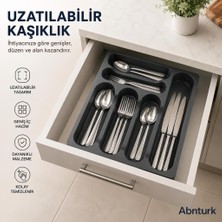 Vera Concept Store Uzayabilen Ayarlanabilir Pratik Çekmece Içi Kaşıklık-Çatal Kaşık Bıçak Düzenleyici Siyah